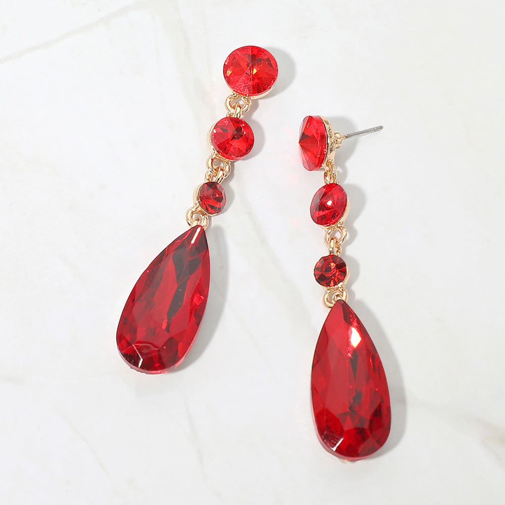Elegant Multi Faceted Crystal Dangle Statement Earrings