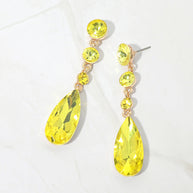 Elegant Multi Faceted Crystal Dangle Statement Earrings