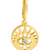 Sterling Silver CZ Evil Eye Disc Charm