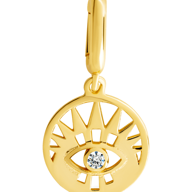 Sterling Silver CZ Evil Eye Disc Charm