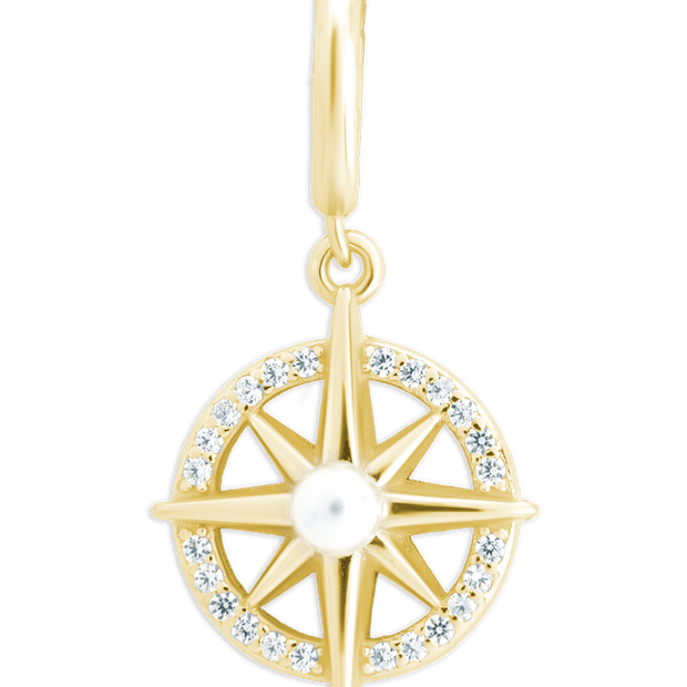Sterling Silver CZ & Pearl Compass
