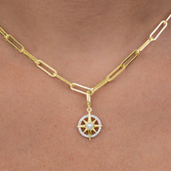 Sterling Silver CZ & Pearl Compass