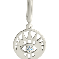 Sterling Silver CZ Evil Eye Disc Charm