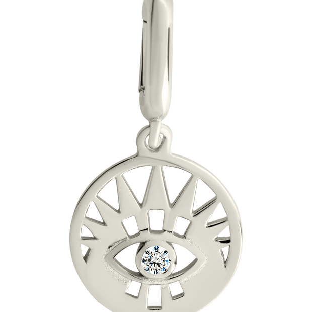 Sterling Silver CZ Evil Eye Disc Charm