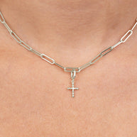 Sterling Silver CZ Cross Charm