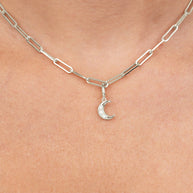 Sterling Silver Pearl Moon Charm