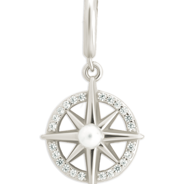 Sterling Silver CZ & Pearl Compass