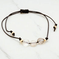 Triple Glass Beaded Adjustable Cinch Pull Tie Bracelet