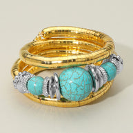 Chunky Beads Accent Adjustable Coil Wrapped Bracelet