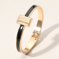 Metal Bar Tip Enamel Hinged Bangle Bracelet