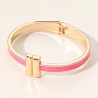 Metal Bar Tip Enamel Hinged Bangle Bracelet