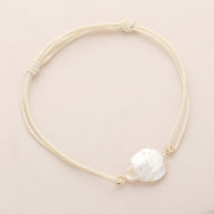 Freshwater Pearl Pointed Waxed Thread Adjustable Bracelet