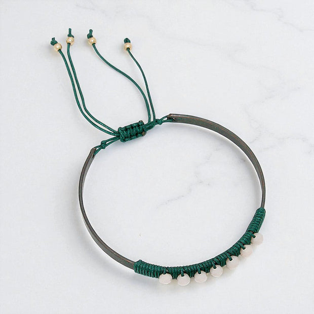 Metal Ball Beaded Adjustable Cinch Pull Tie Bracelet