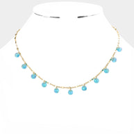 Round Bead Station Necklace