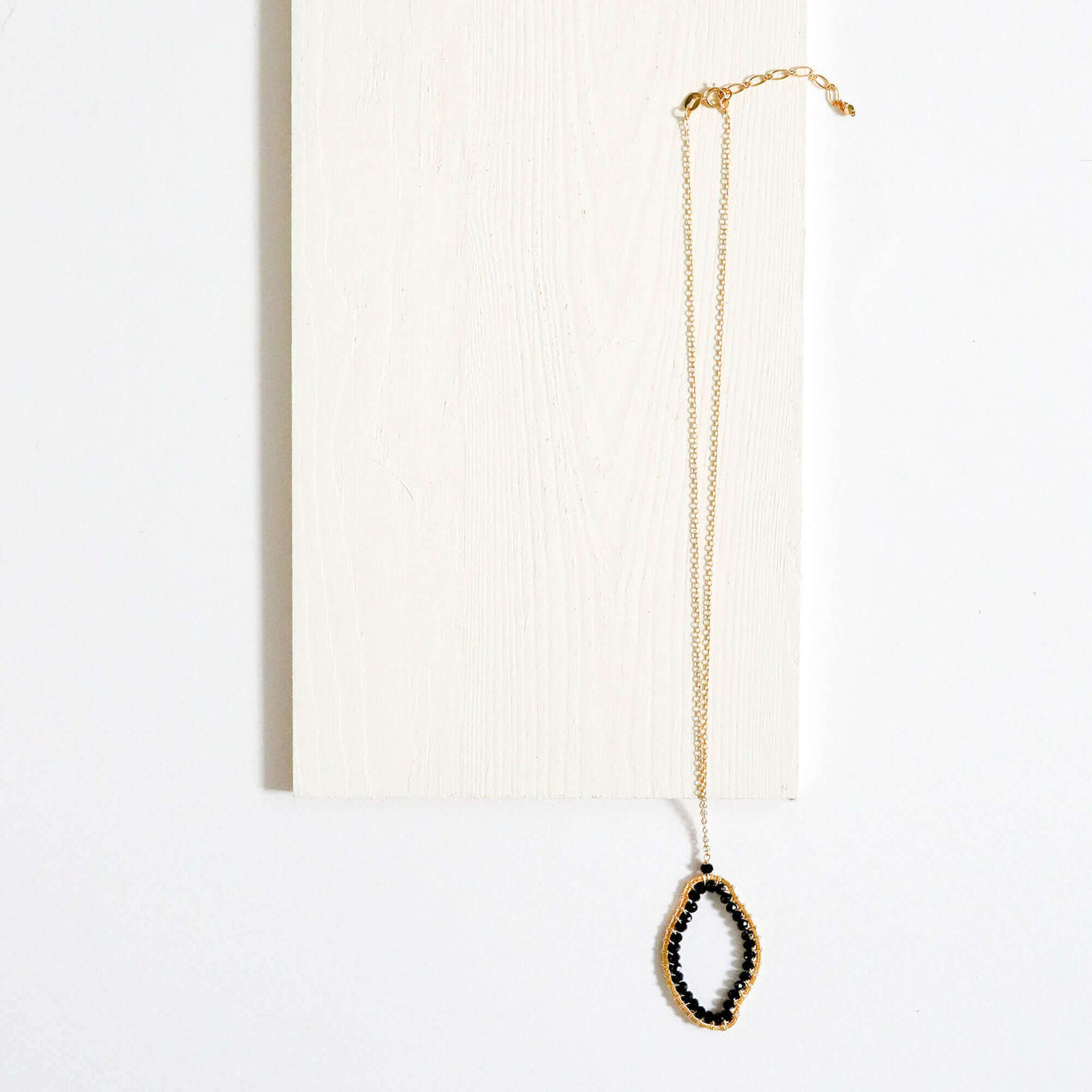 Black Spinel Freestyle Pendant Necklace