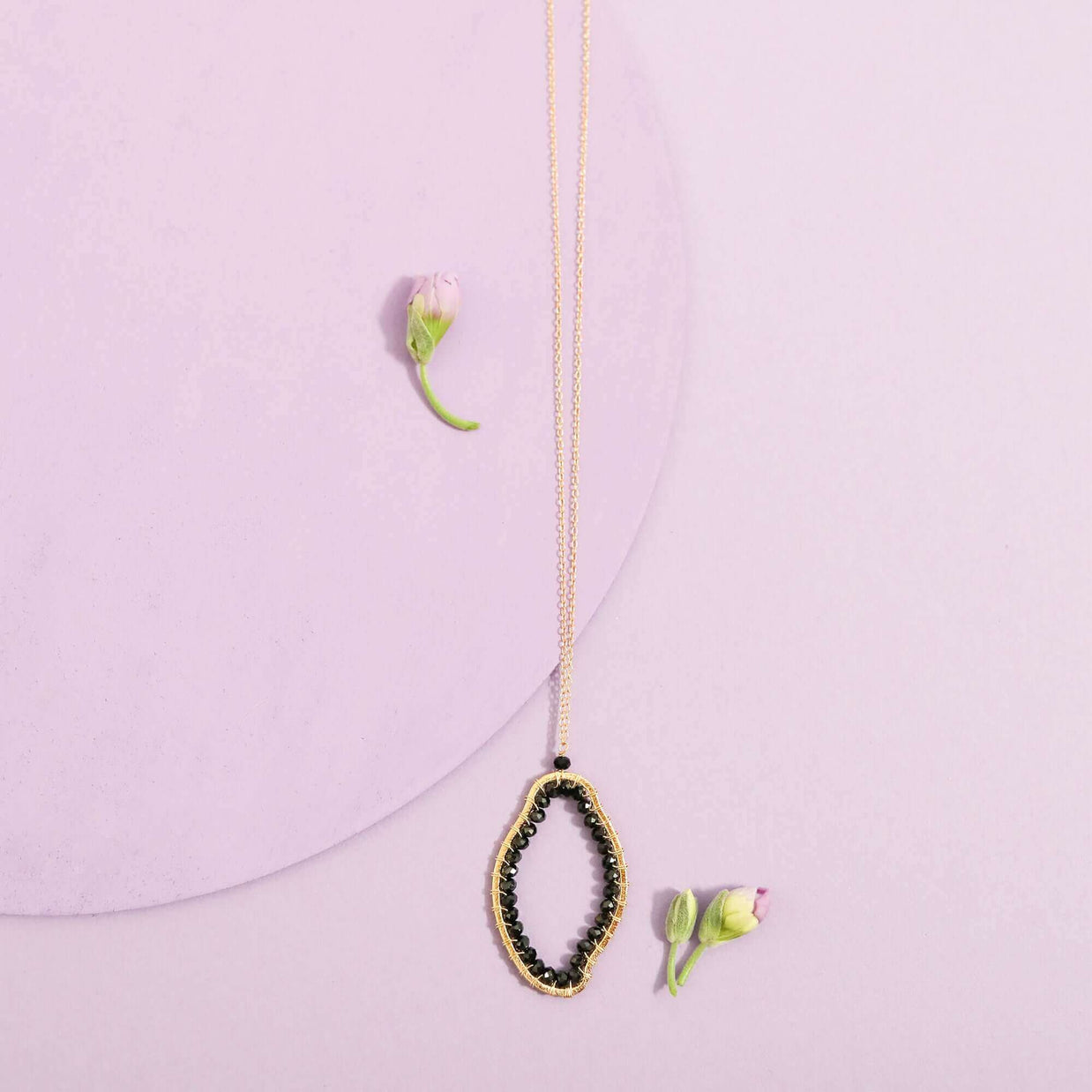 Black Spinel Freestyle Pendant Necklace