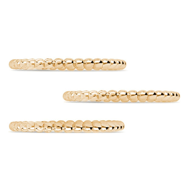 14K Gold Plated Sterling Silver Beaded Ring Set of 3