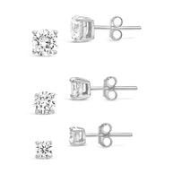 Sterling Silver CZ Stud Earring Set