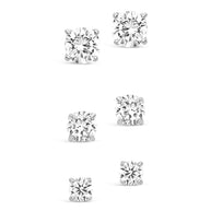 Sterling Silver CZ Stud Earring Set