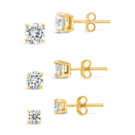Sterling Silver CZ Stud Earring Set