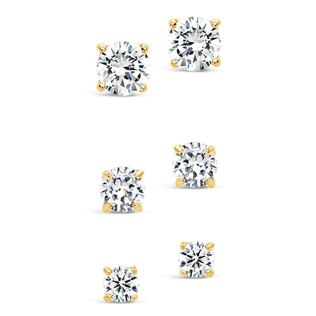 Sterling Silver CZ Stud Earring Set