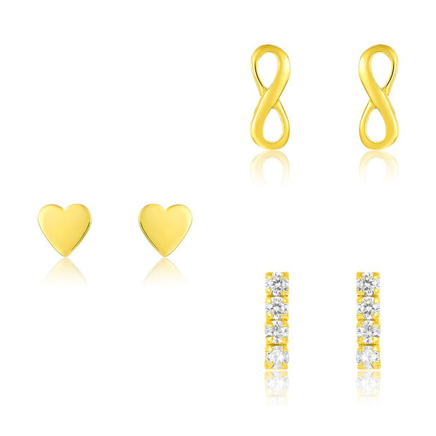 Sterling Silver Heart & Infinity Earring Set of 3