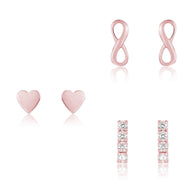 Sterling Silver Heart & Infinity Earring Set of 3