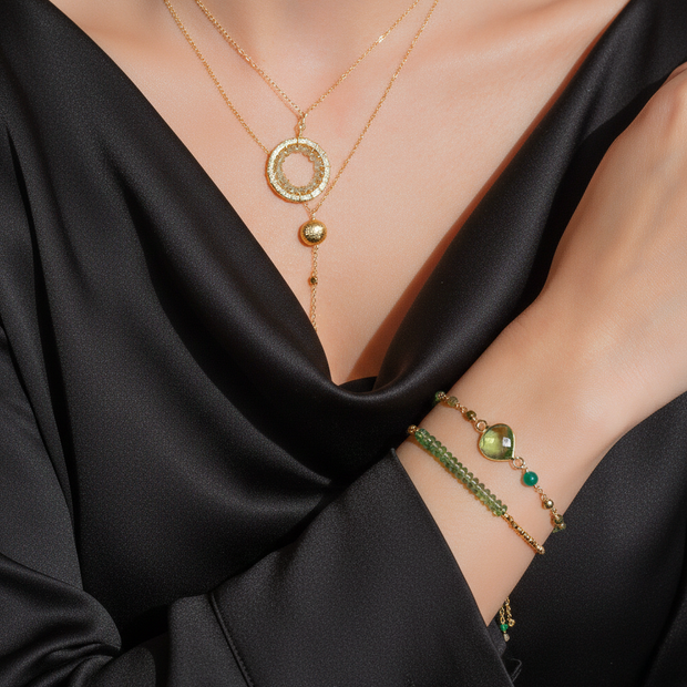 Peridot Halo Mini Gold Pendant