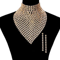Metal Studded Bib Necklace
