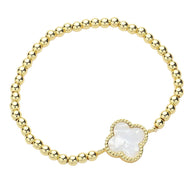 Quatrefoil Pointed Stainless Steel Ball Beaded Stretch Bracelet