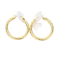 Twisted Stainless Steel Hoop Pin Catch Earrings