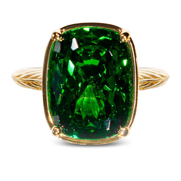 Sterling Silver Elongated Cushion Emerald CZ Cocktail Ring