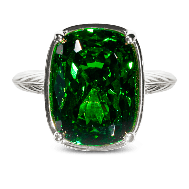 Sterling Silver Elongated Cushion Emerald CZ Cocktail Ring
