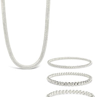 Beaded Bracelets & Herringbone Chain Necklace Set