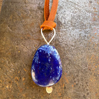 Turquoise + Lapis on Leather Necklace