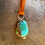 Turquoise + Lapis on Leather Necklace