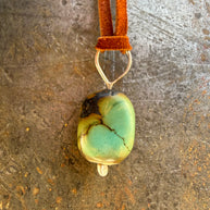 Turquoise + Lapis on Leather Necklace