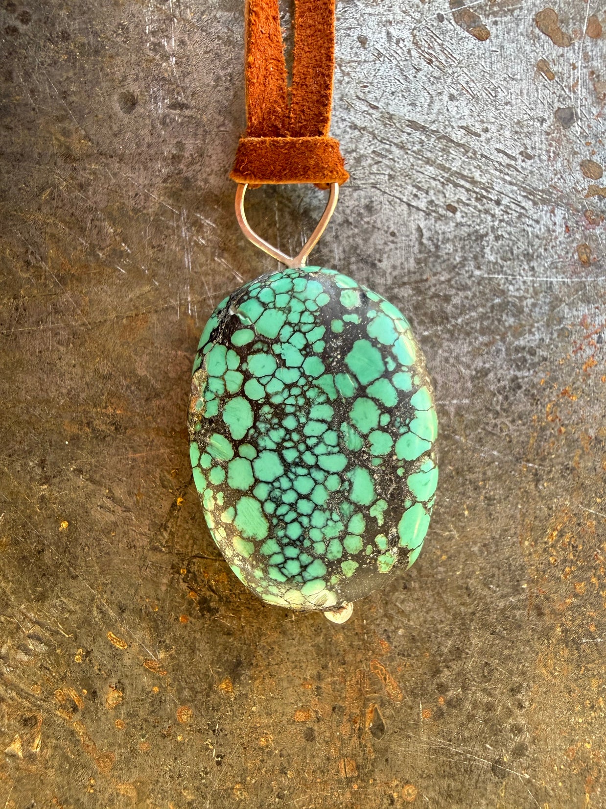 Turquoise + Lapis on Leather Necklace