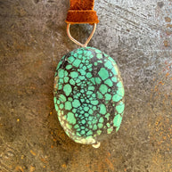 Turquoise + Lapis on Leather Necklace