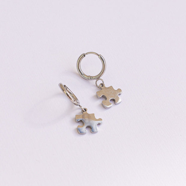 Puzzle Piece Huggie Hoops