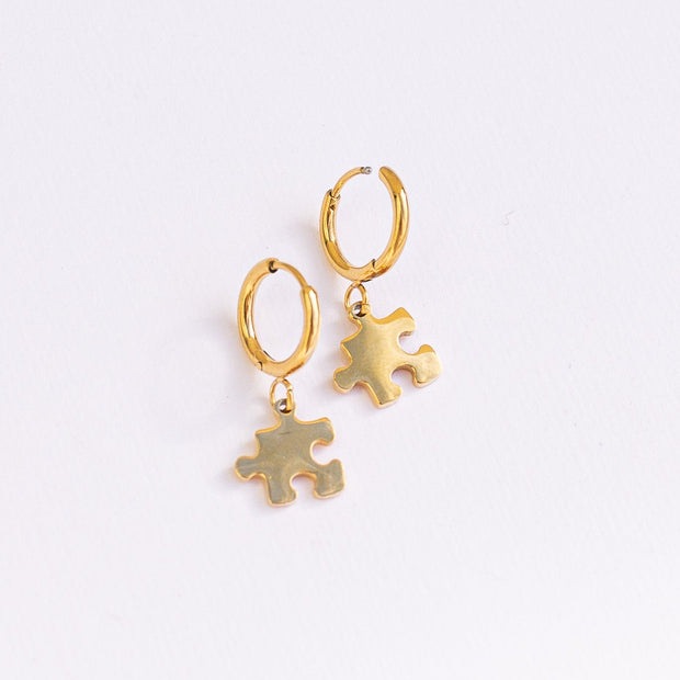 Puzzle Piece Huggie Hoops