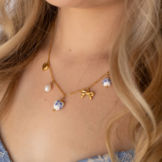 Bella Charm Necklace in Blue