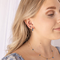 Diamond Hoop in Blue