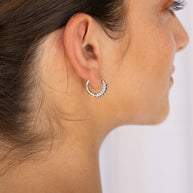 Diamond Hoop in Blue