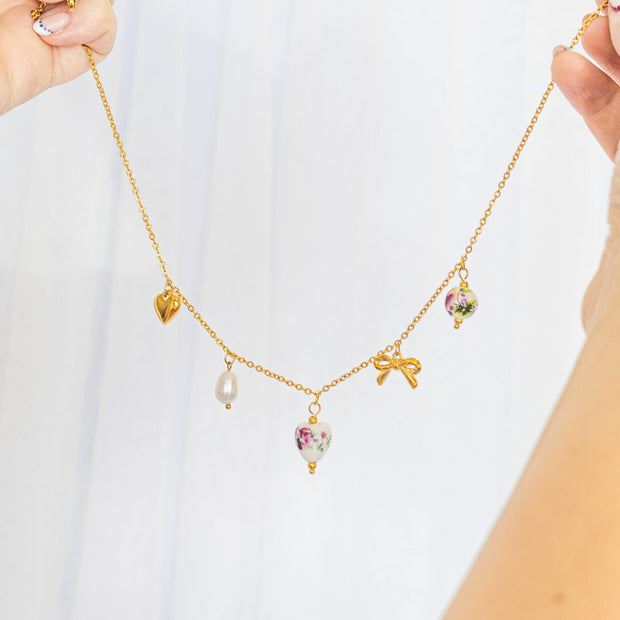 Bella Charm Necklace in Rose
