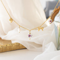 Bella Charm Necklace in Rose