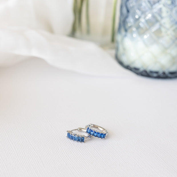 Diamond Hoop in Blue