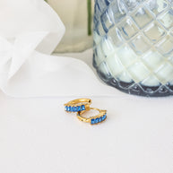 Diamond Hoop in Blue