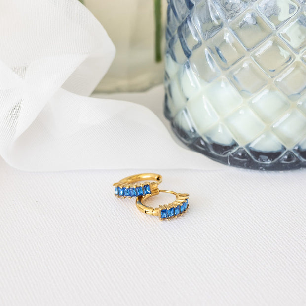 Diamond Hoop in Blue