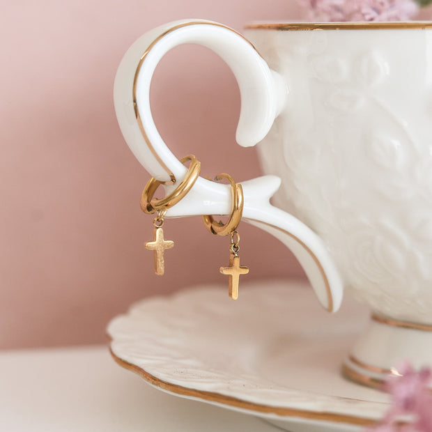 Dainty Cross Hoop